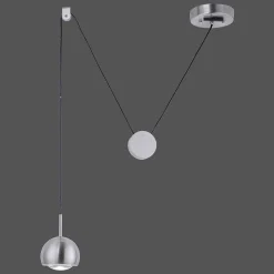 Suspension Paul Neuhaus Q-Adam Led Acier Inoxydable, 1 Lumiere, Telecommandes, Changeur De Couleurs