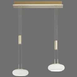 Suspension Paul Neuhaus Q-Etienne Led Laiton, 2 Lumieres, Telecommandes