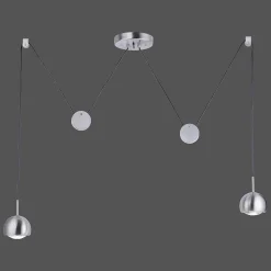 Suspension Paul Neuhaus Q-Adam Led Acier Inoxydable, 2 Lumieres, Telecommandes, Changeur De Couleurs