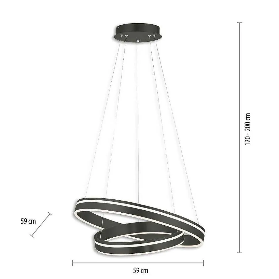 Suspension Paul Neuhaus Q-Vito Led Anthracite, 1 Lumiere, Telecommandes