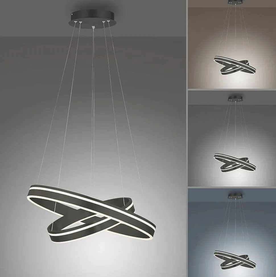 Suspension Paul Neuhaus Q-Vito Led Anthracite, 1 Lumiere, Telecommandes