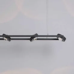 Suspension Paul Neuhaus Q-Mia Led Anthracite, 16 Lumieres, Telecommandes, Changeur De Couleurs