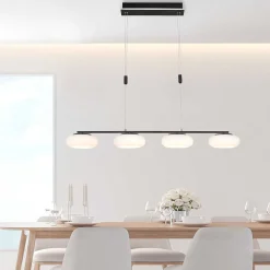 Suspension Paul Neuhaus Q-Etienne Led Noir, 4 Lumieres, Telecommandes