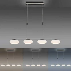 Suspension Paul Neuhaus Q-Etienne Led Noir, 4 Lumieres, Telecommandes