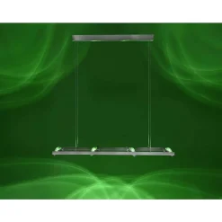 Suspension Paul Neuhaus Q-Fisheye Led Acier Inoxydable, 8 Lumieres, Telecommandes, Changeur De Couleurs