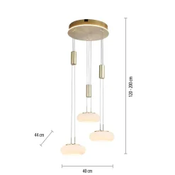 Suspension Paul Neuhaus Q-Etienne Led Laiton, 3 Lumieres, Telecommandes