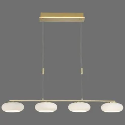 Suspension Paul Neuhaus Q-Etienne Led Laiton, 4 Lumieres, Telecommandes