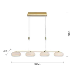 Suspension Paul Neuhaus Q-Etienne Led Laiton, 4 Lumieres, Telecommandes