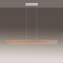 Suspension Paul Neuhaus Q-Timber Led Bois Clair, 1 Lumiere, Telecommandes