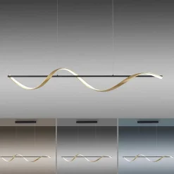 Suspension Paul Neuhaus Q-Swing Led Anthracite, Or, 1 Lumiere, Telecommandes