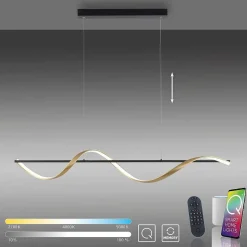 Suspension Paul Neuhaus Q-Swing Led Anthracite, Or, 1 Lumiere, Telecommandes