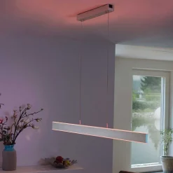 Suspension Paul-Neuhaus Q-Adriana Led Aluminium, 2 Lumieres, Telecommandes