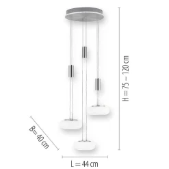 Suspension Paul-Neuhaus Q-Etienne Led Acier Brosse, 4 Lumieres, Telecommandes