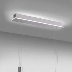 Suspension Paul-Neuhaus Q-Etienne Led Acier Brosse, 3 Lumieres, Telecommandes