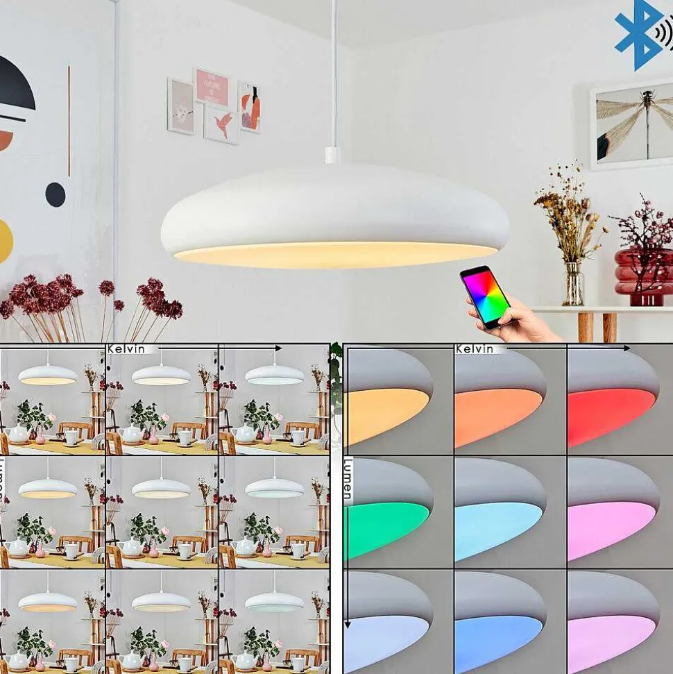 Suspension Rhone Led Blanc, 1 Lumiere, Changeur De Couleurs