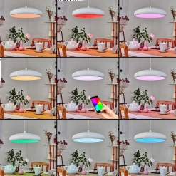 Suspension Rhone Led Blanc, 1 Lumiere, Changeur De Couleurs