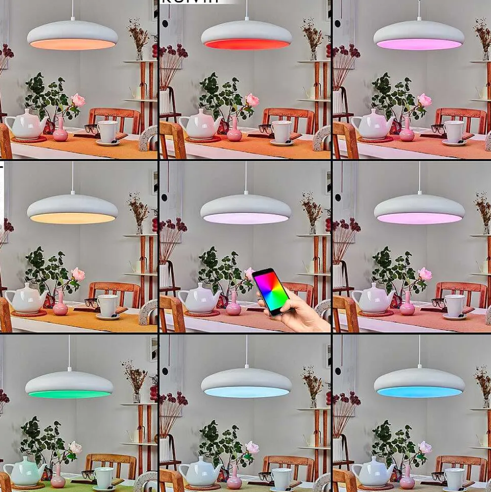 Suspension Rhone Led Blanc, 1 Lumiere, Changeur De Couleurs