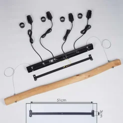 Suspension Seegaard Bois Clair, Noir, 4 Lumieres