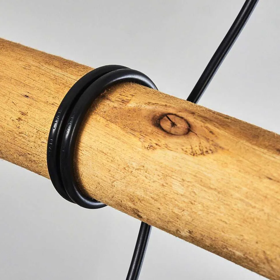 Suspension Seegaard Bois Clair, Noir, 4 Lumieres