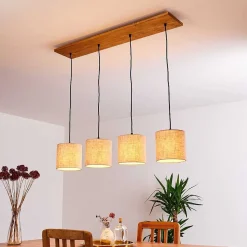 Suspension Shiburg Bois Clair, 4 Lumieres