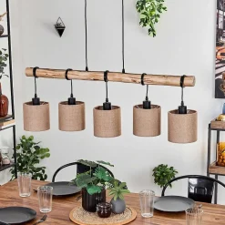 Suspension Soungou Ecru, Noir, 5 Lumieres