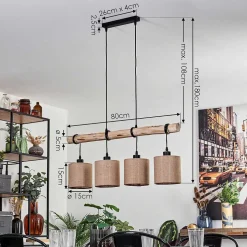 Suspension Soungou Ecru, Noir, 4 Lumieres