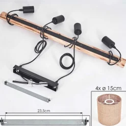 Suspension Soungou Ecru, Noir, 4 Lumieres