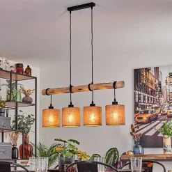 Suspension Soungou Ecru, Noir, 4 Lumieres