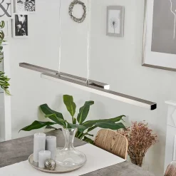 Suspension Tamizat Led Nickel Mat, 2 Lumieres, Changeur De Couleurs