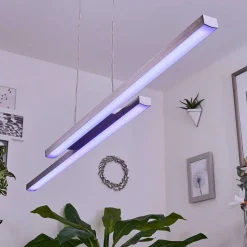 Suspension Tamizat Led Nickel Mat, 2 Lumieres, Changeur De Couleurs