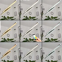 Suspension Tamizat Led Nickel Mat, 2 Lumieres, Changeur De Couleurs