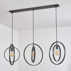 Suspension Tercel Brun Fonce, Nickel Mat, Noir, 3 Lumieres