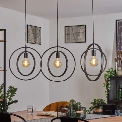 Suspension Tercel Brun Fonce, Nickel Mat, Noir, 3 Lumieres