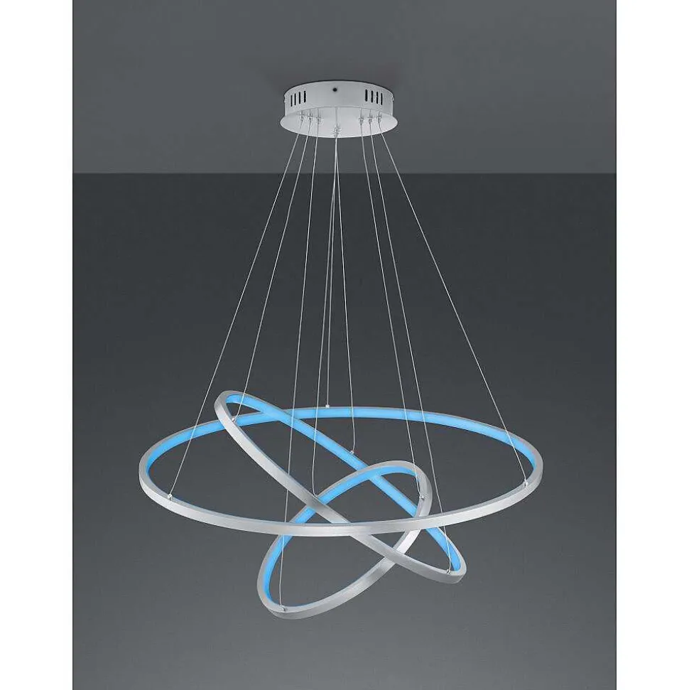 Suspension Trio Aaron Led Nickel Mat, 1 Lumiere, Telecommandes, Changeur De Couleurs
