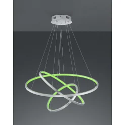 Suspension Trio Aaron Led Nickel Mat, 1 Lumiere, Telecommandes, Changeur De Couleurs