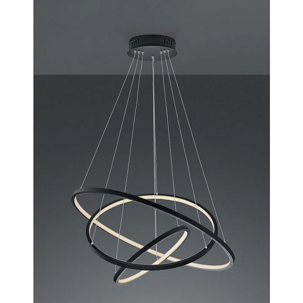 Suspension Trio Aaron Led Anthracite, 1 Lumiere, Telecommandes, Changeur De Couleurs