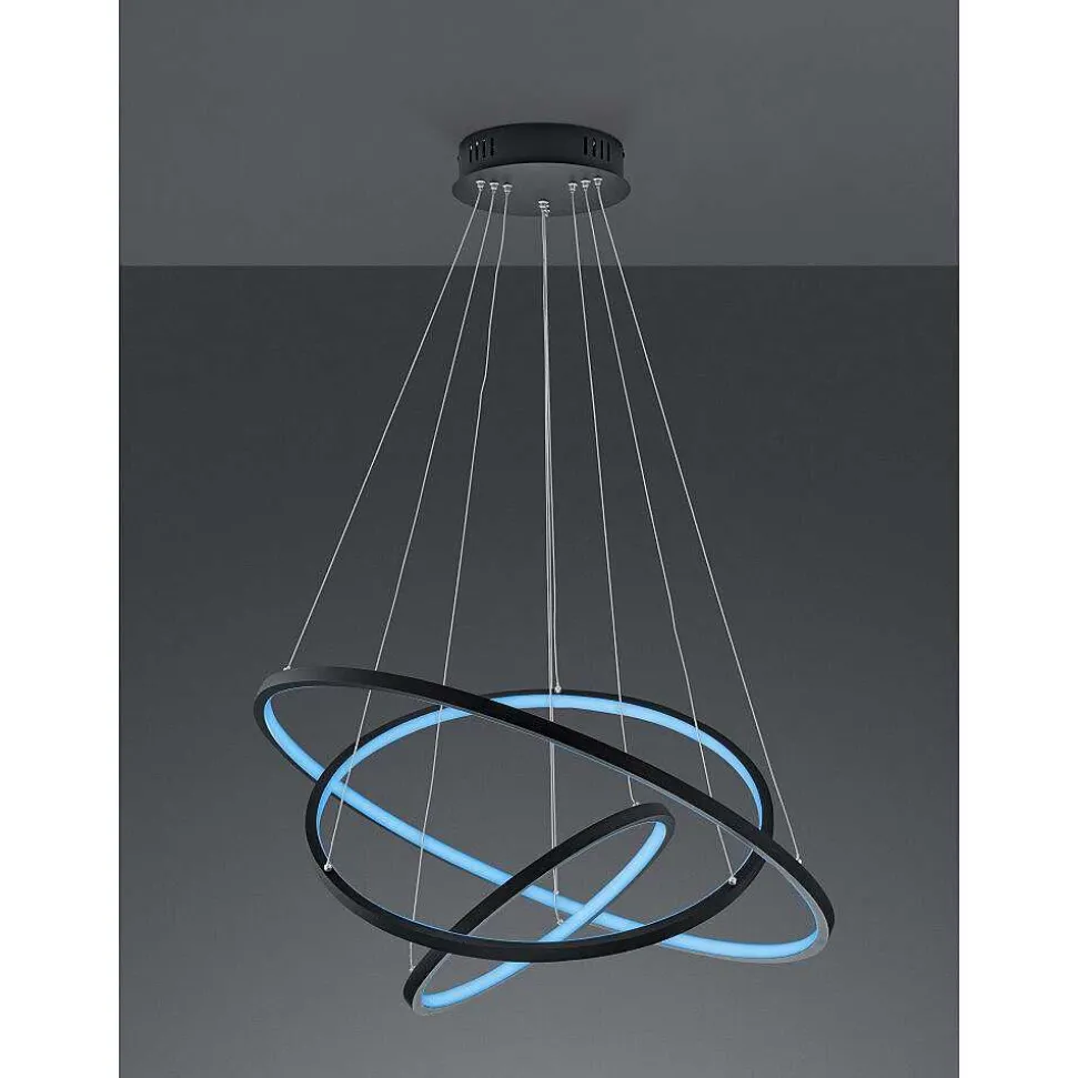 Suspension Trio Aaron Led Anthracite, 1 Lumiere, Telecommandes, Changeur De Couleurs