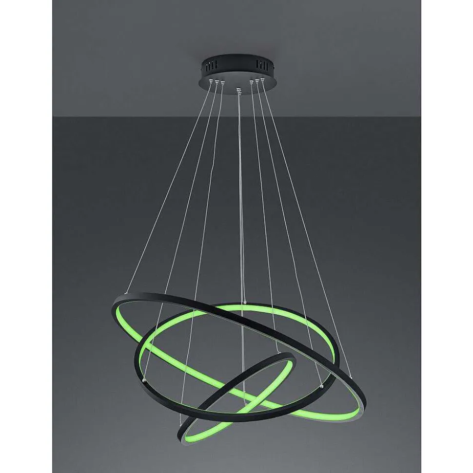 Suspension Trio Aaron Led Anthracite, 1 Lumiere, Telecommandes, Changeur De Couleurs