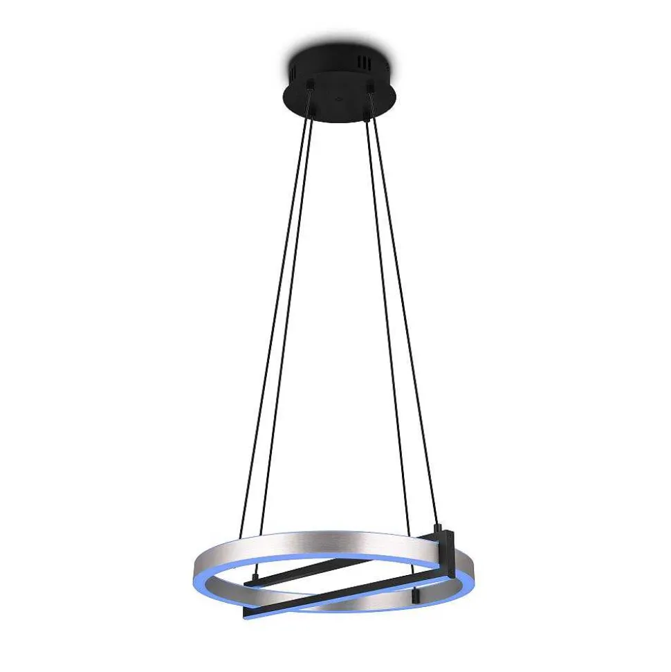Suspension Trio Thompson Led Aluminium Brosse, 1 Lumiere, Telecommandes, Changeur De Couleurs