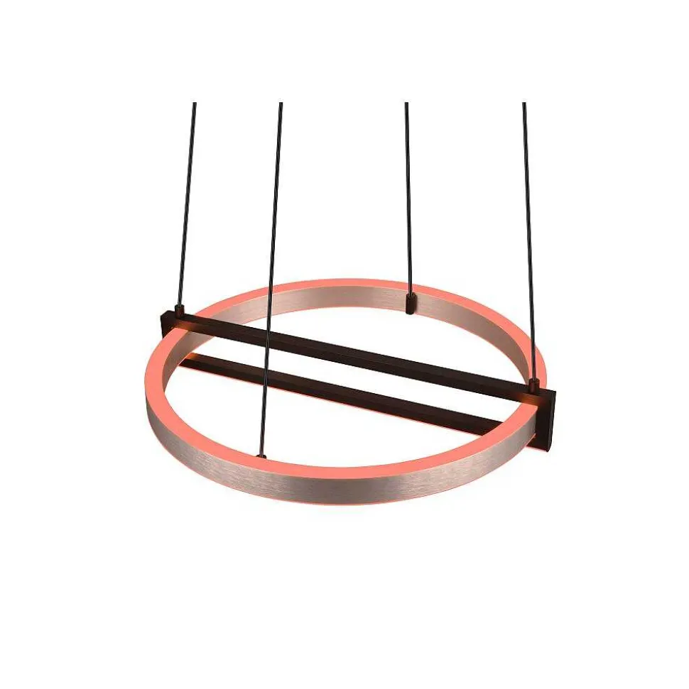 Suspension Trio Thompson Led Aluminium Brosse, 1 Lumiere, Telecommandes, Changeur De Couleurs