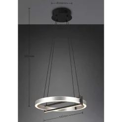 Suspension Trio Thompson Led Aluminium Brosse, 1 Lumiere, Telecommandes, Changeur De Couleurs