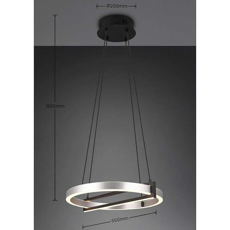 Suspension Trio Thompson Led Aluminium Brosse, 1 Lumiere, Telecommandes, Changeur De Couleurs