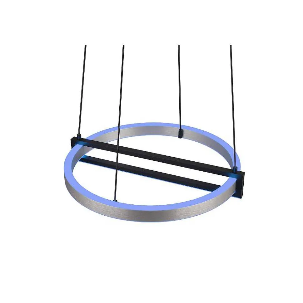 Suspension Trio Thompson Led Aluminium Brosse, 1 Lumiere, Telecommandes, Changeur De Couleurs