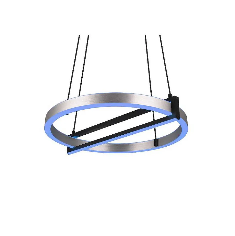 Suspension Trio Thompson Led Aluminium Brosse, 1 Lumiere, Telecommandes, Changeur De Couleurs