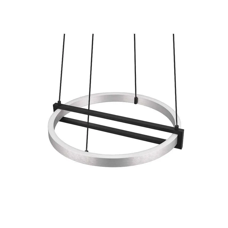 Suspension Trio Thompson Led Aluminium Brosse, 1 Lumiere, Telecommandes, Changeur De Couleurs