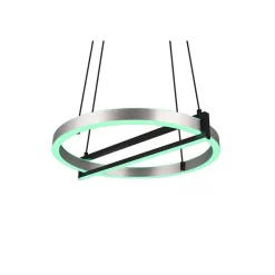 Suspension Trio Thompson Led Aluminium Brosse, 1 Lumiere, Telecommandes, Changeur De Couleurs