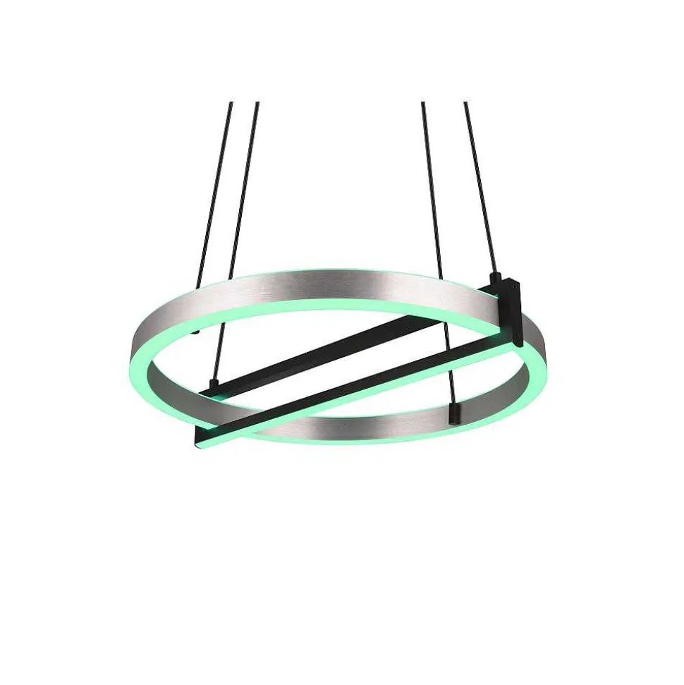 Suspension Trio Thompson Led Aluminium Brosse, 1 Lumiere, Telecommandes, Changeur De Couleurs