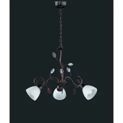 Suspension Trio-Leuchten Traditio Brun Fonce, Rouille, 3 Lumieres