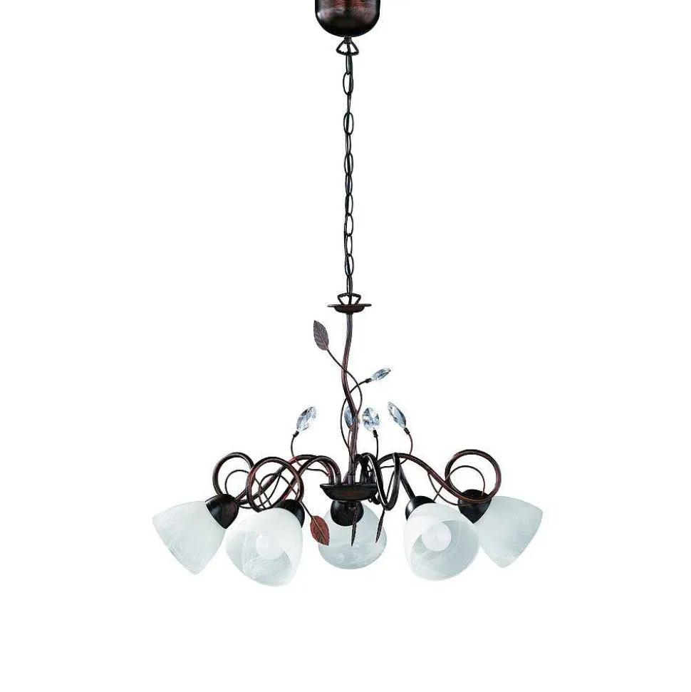 Suspension Trio-Leuchten Traditio Brun Fonce, Rouille, 5 Lumieres