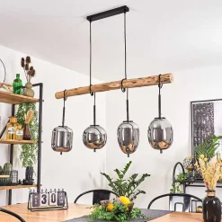 Suspension Verbania Ecru, Noir, 4 Lumieres